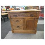 Antique Wood Cabinet With Drawers