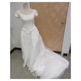 Wedding Dress With Long Train Size 10 Beaded,
