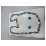 Sterling Silver Turquoise Necklace with Earrings