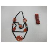 Onyx and Agate Necklace With Matching Bracelet