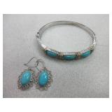 Turquoise Bracelet With Earrings
