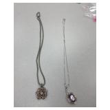 Sterling Silver Chain and Pendant, Purple Stone-