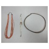 Sterling Navajo Running Bear Liquid Necklace,