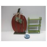 Wooden Pumpkin, Green Shelf, Ring Dish