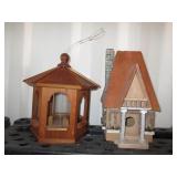Wooden Bird House and Feeder