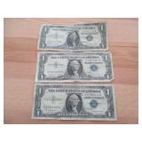 3) Silver Certificate One Dollar Bills