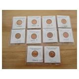 10)  Uncirculated Wheat Pennies