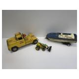 1960s Tonka Truck, Boat And Small Tractor