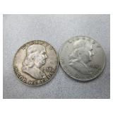 1958 And 1960 Benjamin Half Dollars