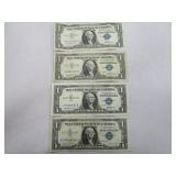 4) Silver Certificate One Dollar Notes