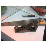 Saw, Wood Plane, Linoleum Knife with Wood Handle