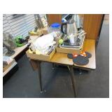 Small Side Table with Fold Up Leaves, Contents on-