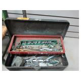 Metal Tool Box with Sockets and Other Tools