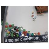 Leather Pouch with Marbles