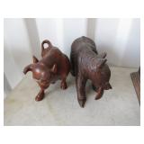 Wooden Bull and Bear Figures