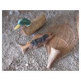 Straw Decor, Duck, Wood Fish