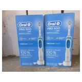 2) Oral B Pro 500 Rechargable Toothbrushes