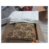 Throw Pillows, White Blanket, 2) Sets Curtains