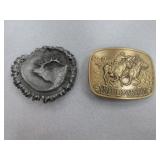 Elk and Smith and Wesson Metal Belt Buckles