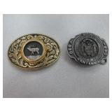 Elk and Idaho Centennial Metal Belt Buckles