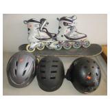 Roller Skates, Skateboard, Helmets
