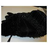 Black Beaded Purse with Drawstring Top