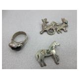 Sterling Silver Ring, Pins