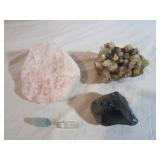 Crystal Cluster, Rose Quartz, Obsidian