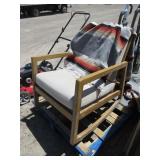 Cushioned Patio Chair with Weaved Blanket