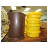 Dark Brown Tupperware Canisters, Yellow Short-