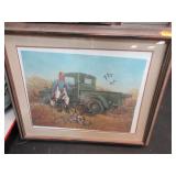 Large Hunter Print with Wooden Frame