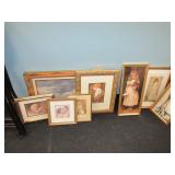 Gold Colored Framed Artwork and Portraits