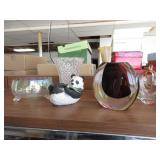 Rainbow Glass Dish, Vases, Panda Figurine