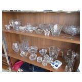 Various Glassware, Vases, Candy Dishes, Candle