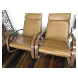 2) Rocking Chairs with Wood Accents