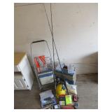 Rolling Cart, Fishing Poles, Tackle, and More