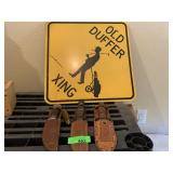 Old Duffer Sign, 3 Hunting Knifes
