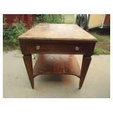 Vintage Wood End Table with Drawer