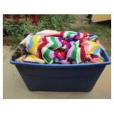Large Tote of Blankets and Afghans