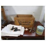 Wooden Box, Clamps, Various Rocks