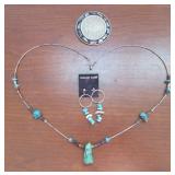 Earring and Necklace Set with Pin