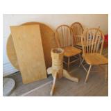 Round Kitchen Table with Leaf, 4) Chairs