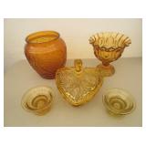 Golden Glass Candy Dish, Vase, Trinket Box, Candle