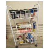 Rolling Cart with Paint, Caulking Agent, Plastic