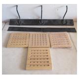 Wall Coat Hook Hanger,4) Wooden Peg Boards