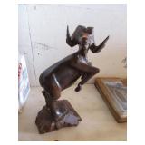 Wooden Ram Leaping Figurine