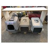 2) Pet Carriers, Litter Box, Wood Shelf
