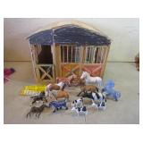 Toy Barn with Schleich and Other Horses