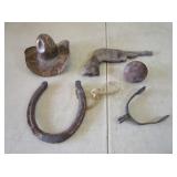 Antique Brass Spur, Copper Cowboy Hat,