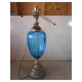 Vintage Blue Glass Lamp